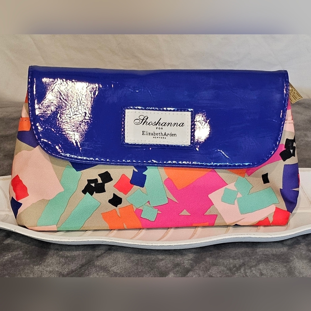 *EUC* Shoshanna for Estee Lauder Bold Blue and Multicolor Cosmetic Bag